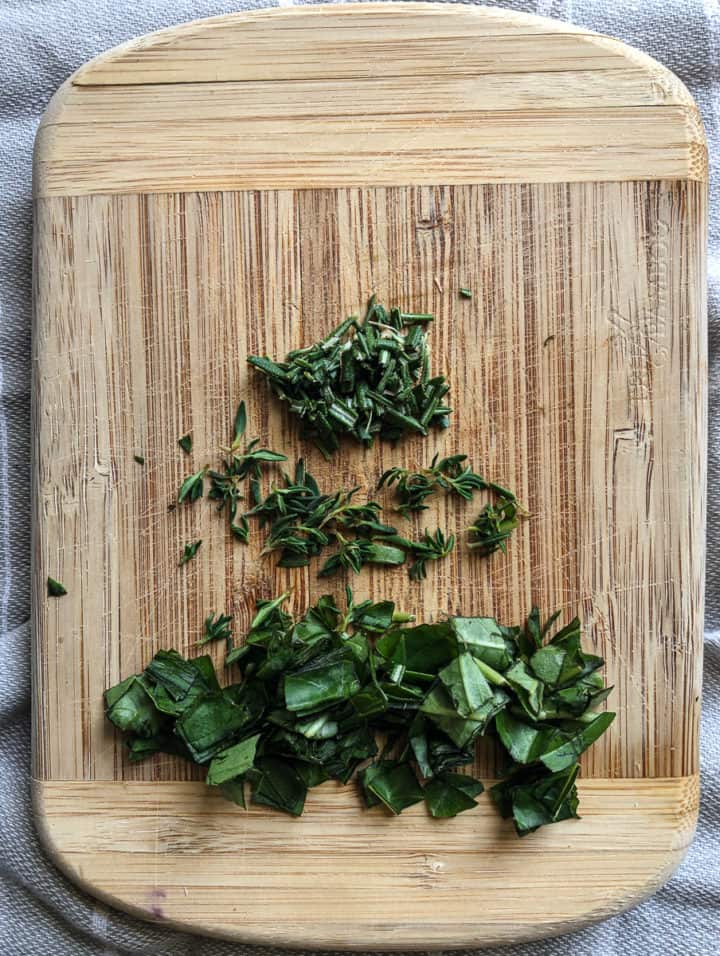 herbs on cutting board