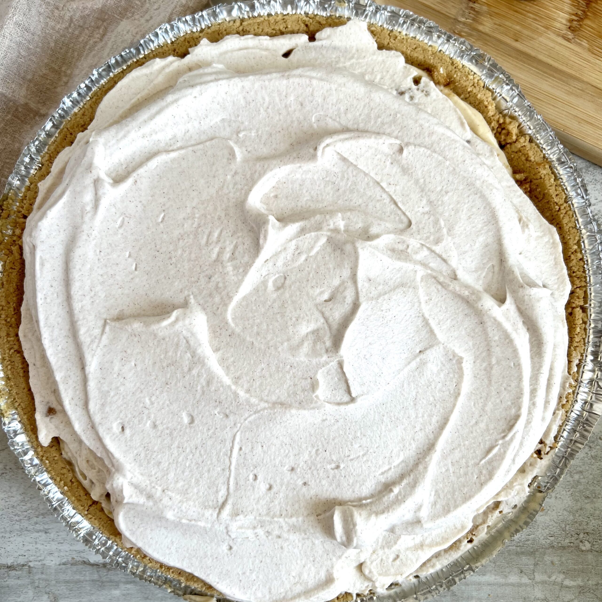 Banana Pudding Pie topped with whipped cream
